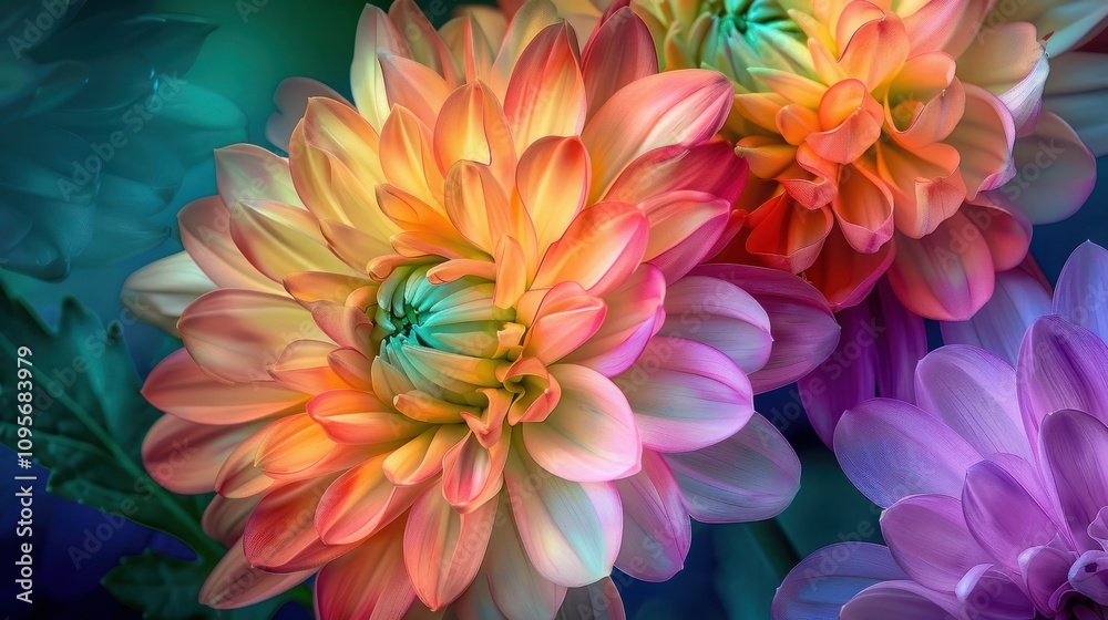 Vibrant chrysanthemum bouquet, a gift of nature beauty in abstract Vibrant chrysanthemum bouquet, a gift of nature beauty in abstract