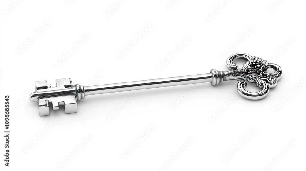Silver skeleton key isolated. Silver skeleton key isolated.