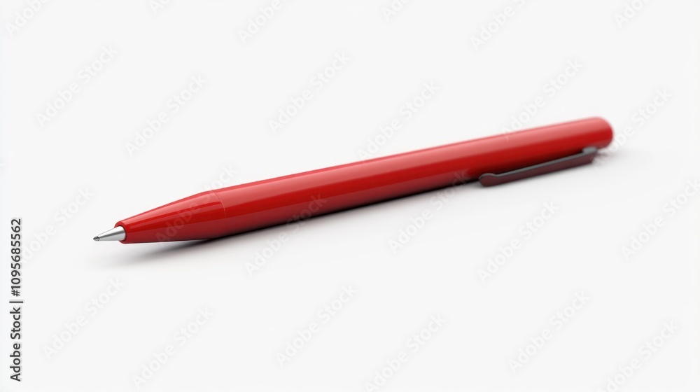 Red pen on white background. Red pen on white background.