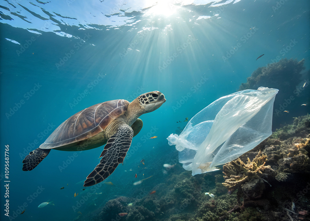 Obraz premium Plastic Bag In The Ocean