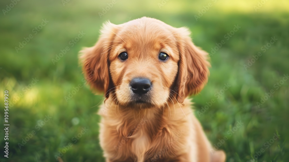 Shallow focus vertical shot of a cute Golden Retriever Shallow focus vertical shot of a cute Golden Retriever