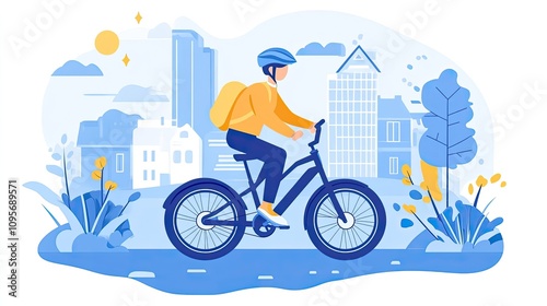 Electric Bike Ride - A person riding an electric bike through a scenic route, highlighting sustainable transportation.