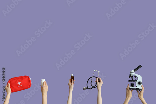 Hands with first aid kit, s...