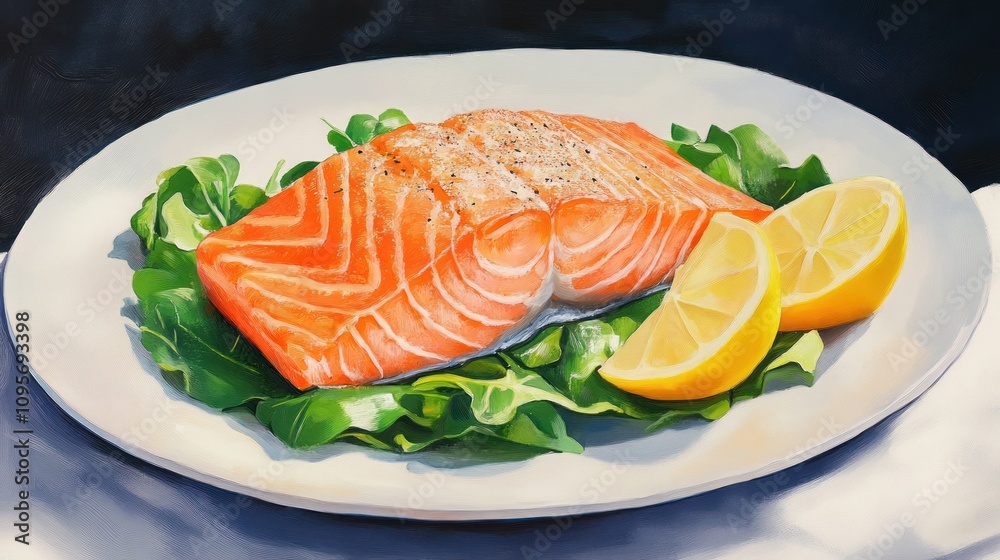 Baked salmon fillet with lemon. Baked salmon fillet with lemon.