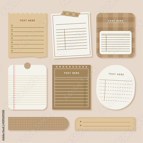 Simple memo paper, sticker design set