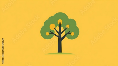 A Simple Stylized Tree With Yellow Fruit photo