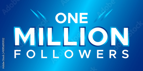 one million followers text celebration banner design 