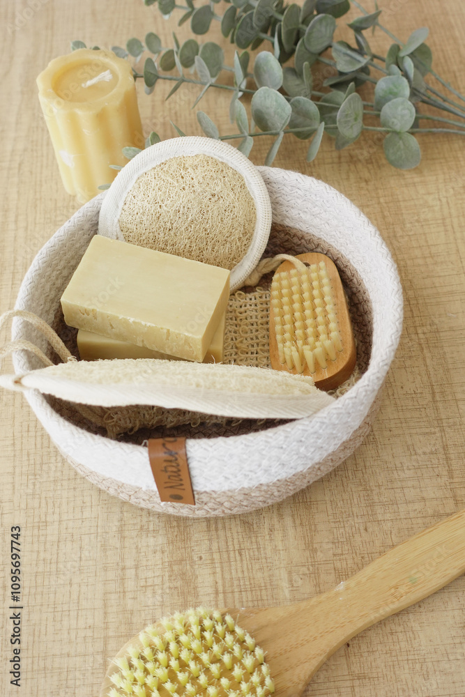 Discover Natural Soaps and Spa Essentials beautifully presented in a charming Woven Basket Discover Natural Soaps and Spa Essentials beautifully presented in a charming Woven Basket