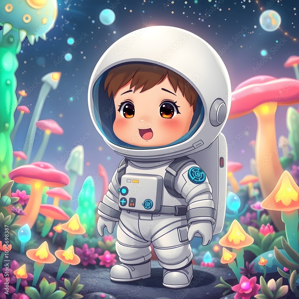 adventurous male child astronaut in cute white spacesuit adventurous male child astronaut in cute white spacesuit