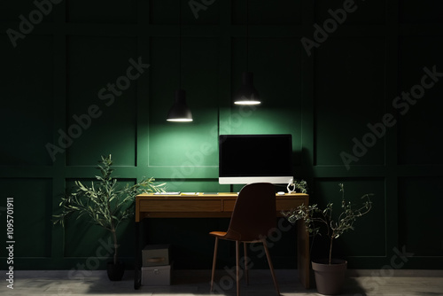 Stylish workplace with mode...
