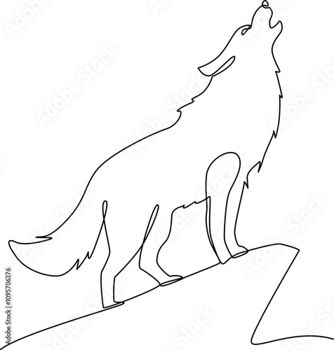 Wolf Howl One Line Art Vector