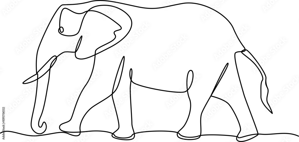 Elephant Silhouette One Line Art Vector Elephant Silhouette One Line Art Vector