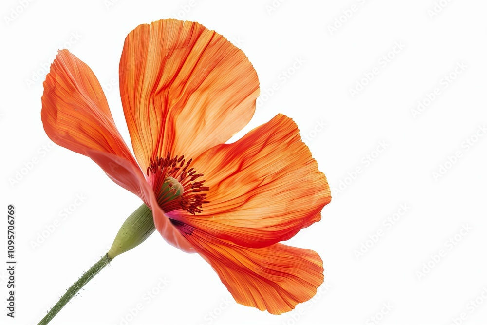 Red California Poppy Isolated on White Background. Beautiful California Poppy Flower Red California Poppy Isolated on White Background. Beautiful California Poppy Flower