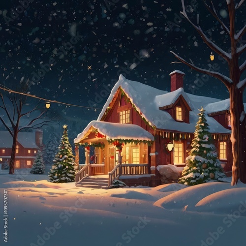 Wallpaper Mural Christmas night in the city Torontodigital.ca