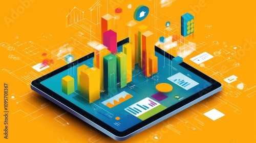 Wallpaper Mural Colorful Data Visualization on Digital Tablet Torontodigital.ca