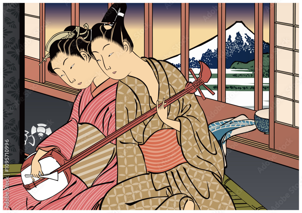 寄り添う男女 寄り添う男女