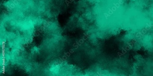 abstract cloud and vapor texture background. Black and Green smoke aquarelle smudge illustration smooth grungy smokey light green colors ink glow. green color powder explosion	
