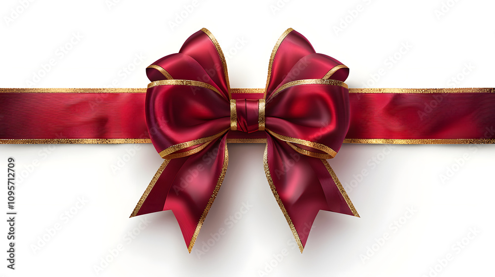 Elegant Red and Golden Ribbon and Bow on White Background – Minimalist Decorative Design Perfect for Gift Wrapping, Packaging, Social Media, Invitations, Branding, Ads, Product Catalogs, E-commerce Elegant Red and Golden Ribbon and Bow on White Background – Minimalist Decorative Design Perfect for Gift Wrapping, Packaging, Social Media, Invitations, Branding, Ads, Product Catalogs, E-commerce