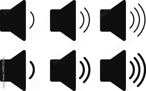  speaker icon set. Volume icon. noise icon symbol. sound icons
