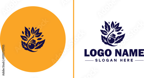 Herbal Medicine icon Herbal remedy Phytotherapy Botanical medicine flat logo sign symbol editable vector