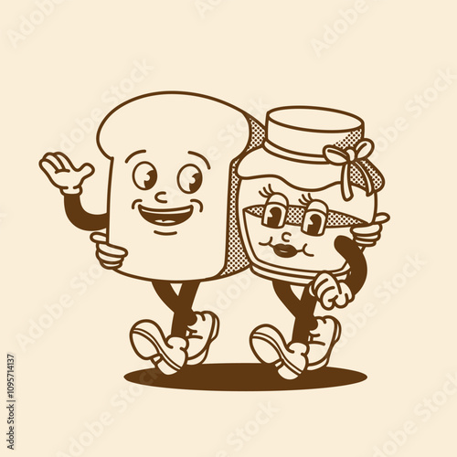 mascot food bread and jam good for brand mascot, groovy mascot, brand mascot, element design, etc