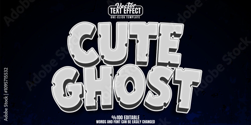 Ghost editable text effect, customizable cartoon and spooky 3d font style