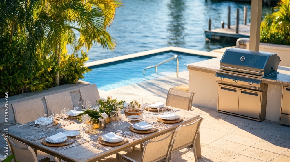 Fototapeta premium Luxury waterfront dining.