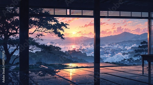 Serene Japanese Landscape at Dusk