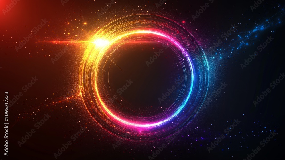 Obraz premium Glowing neon circle abstract background.