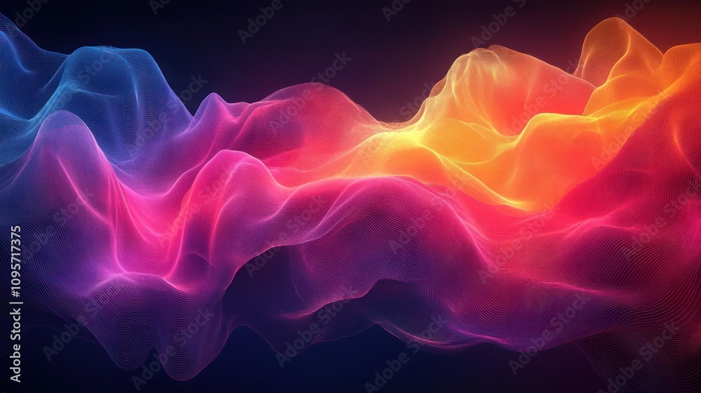 Fototapeta premium Abstract waves of vibrant colors flowing in a digital space.