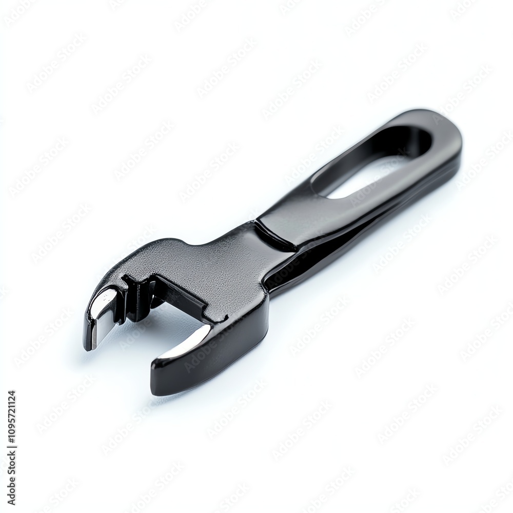 A sleek black adjustable wrench on a white isolated background. A sleek black adjustable wrench on a white isolated background.