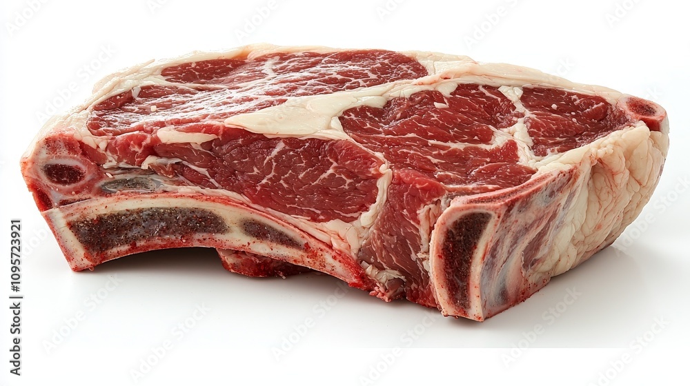 Ultra-Realistic UHD Photo of Fresh Raw Beef Rib on Isolated White Background, Featuring Clear Contours, Defined Edges, and Lifelike Precision for Commercial Use Ultra-Realistic UHD Photo of Fresh Raw Beef Rib on Isolated White Background, Featuring Clear Contours, Defined Edges, and Lifelike Precision for Commercial Use