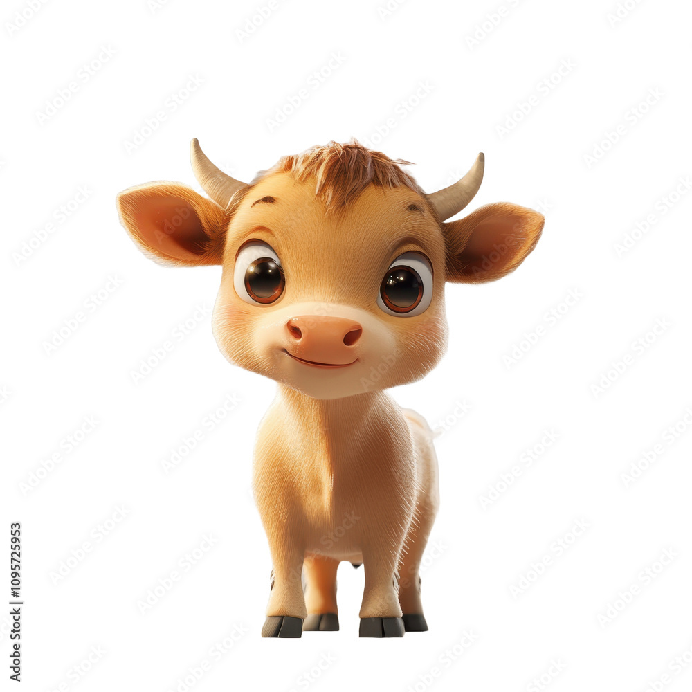 Adorable Cartoon Calf Stands Against Black Background Adorable Cartoon Calf Stands Against Black Background