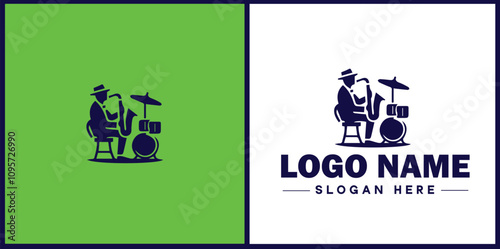 Jazz Club icon Jazz lounge Jazz bar Jazz venue flat logo sign symbol editable vector