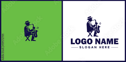Jazz Club icon Jazz lounge Jazz bar Jazz venue flat logo sign symbol editable vector