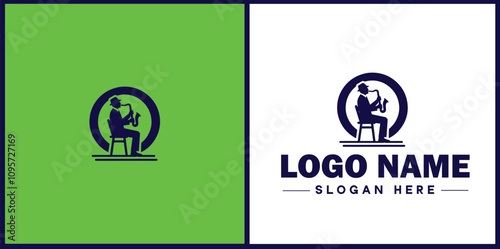 Jazz Club icon Jazz lounge Jazz bar Jazz venue flat logo sign symbol editable vector