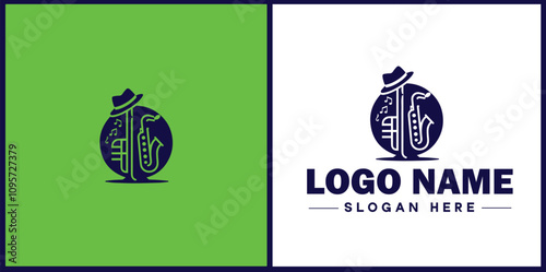 Jazz Club icon Jazz lounge Jazz bar Jazz venue flat logo sign symbol editable vector