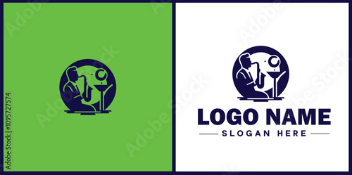 Jazz Club icon Jazz lounge Jazz bar Jazz venue flat logo sign symbol editable vector