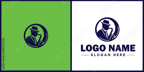 Jazz Club icon Jazz lounge Jazz bar Jazz venue flat logo sign symbol editable vector