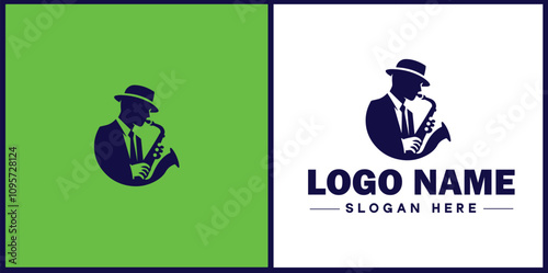 Jazz Club icon Jazz lounge Jazz bar Jazz venue flat logo sign symbol editable vector