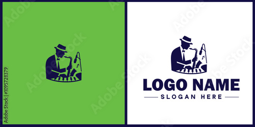 Jazz Club icon Jazz lounge Jazz bar Jazz venue flat logo sign symbol editable vector