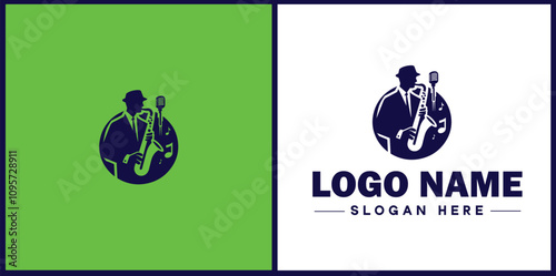 Jazz Club icon Jazz lounge Jazz bar Jazz venue flat logo sign symbol editable vector