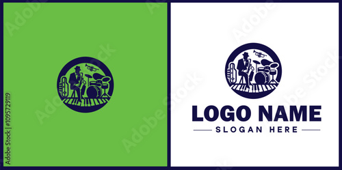 Jazz Club icon Jazz lounge Jazz bar Jazz venue flat logo sign symbol editable vector