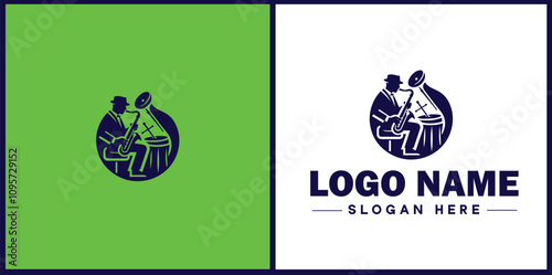 Jazz Club icon Jazz lounge Jazz bar Jazz venue flat logo sign symbol editable vector