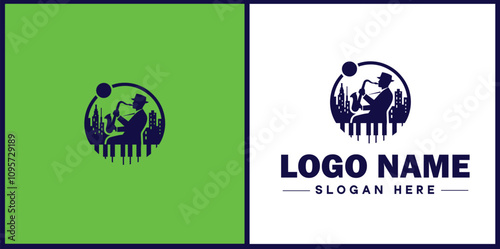 Jazz Club icon Jazz lounge Jazz bar Jazz venue flat logo sign symbol editable vector