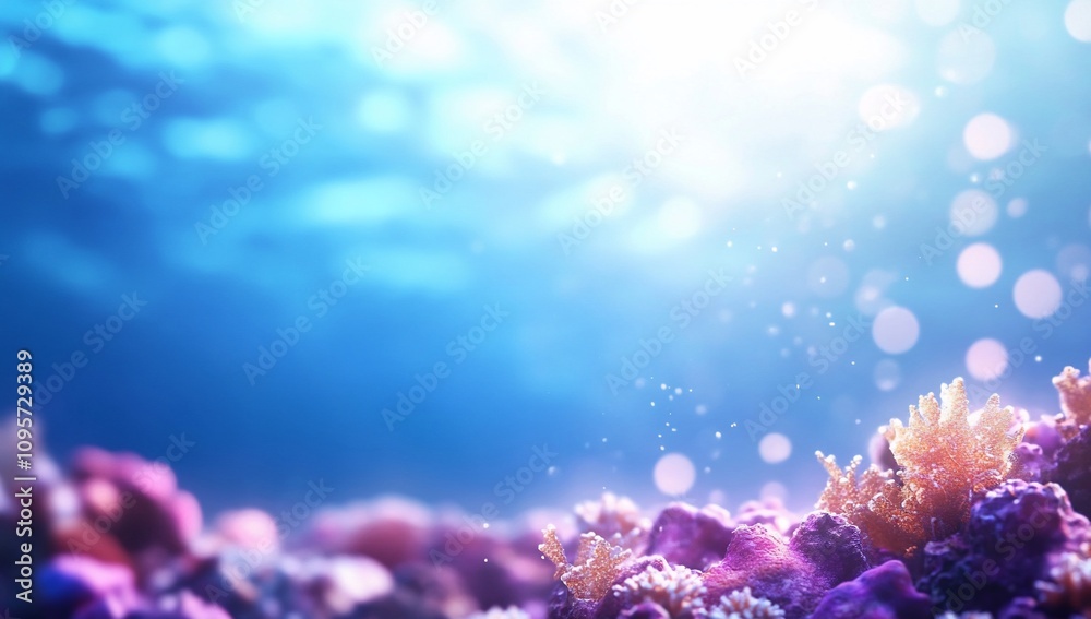Underwater scene featuring vibrant coral and shimmering light effects. Underwater scene featuring vibrant coral and shimmering light effects.