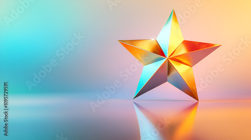 Captivating golden star ornament smooth pastel background digital art modern aesthetic close-up view decorative concept