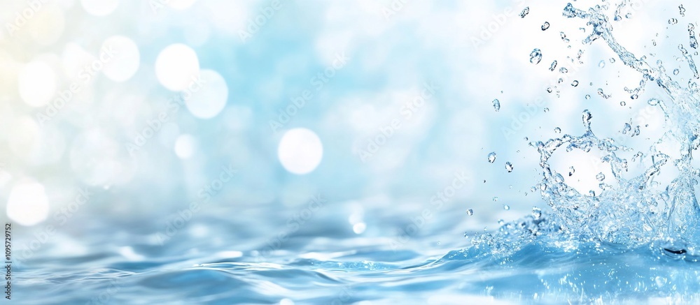 A serene water scene with splashes and a soft blue background. A serene water scene with splashes and a soft blue background.