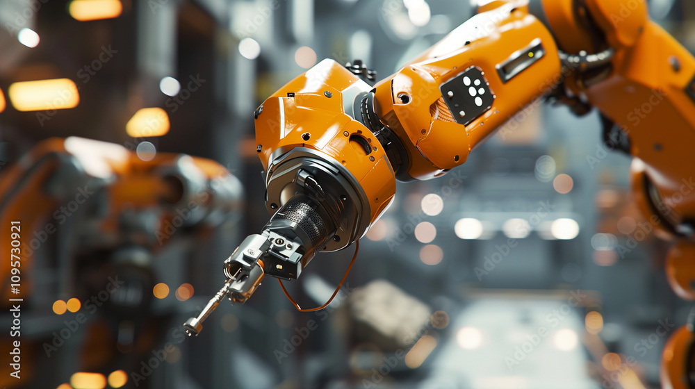 Robotic Arm in a High-Tech Industrial Environment. Robotic Arm in a High-Tech Industrial Environment.