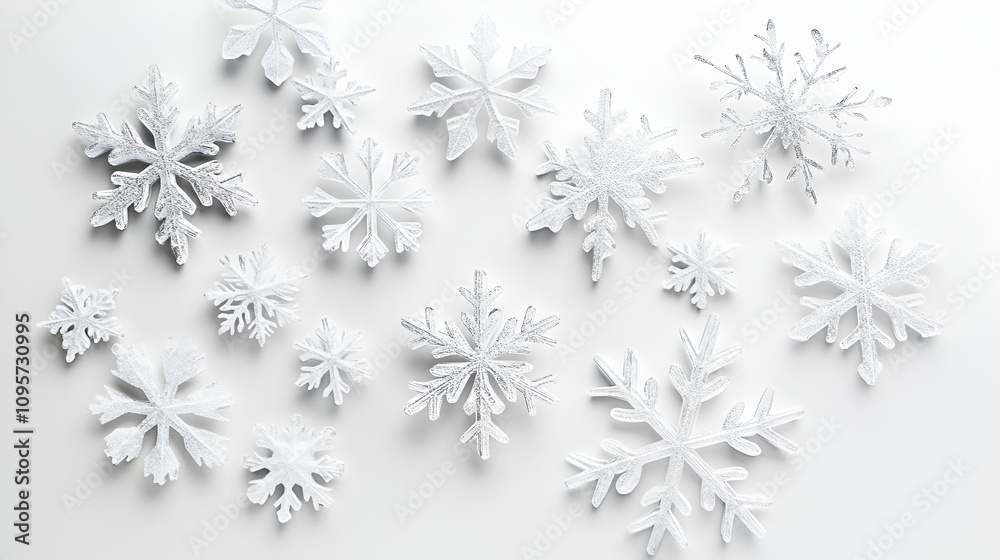 Delicate snowflakes of various sizes winter wonderland nature photography frosty environment close-up view winter aesthetics